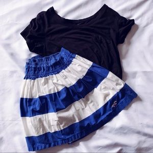 Hollister blue and white striped mini skirt